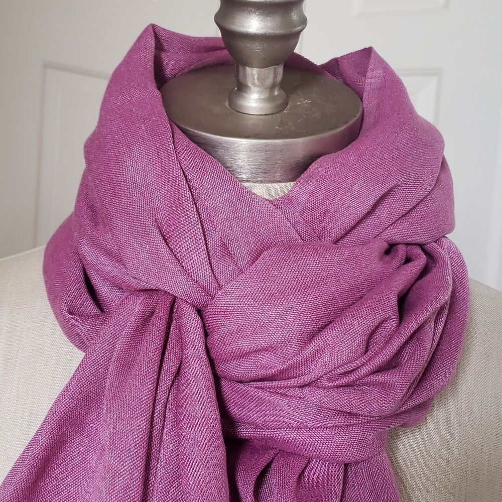 OZSOY Turkey Pink Red Woven Lightweight Fringe Scarf Wrap NWOT - Picture 3 of 7
